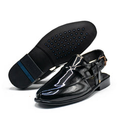BLACK SHINY CHAPPAL 7611