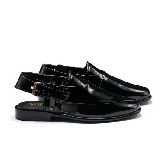 BLACK SHINY CHAPPAL 7611