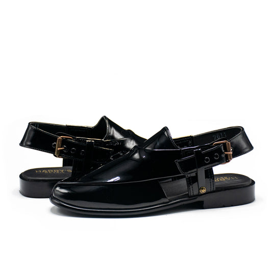 BLACK SHINY CHAPPAL 7611
