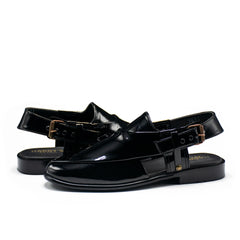 BLACK SHINY CHAPPAL 7611