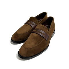 SUEDE BROWN SLIP-ONS