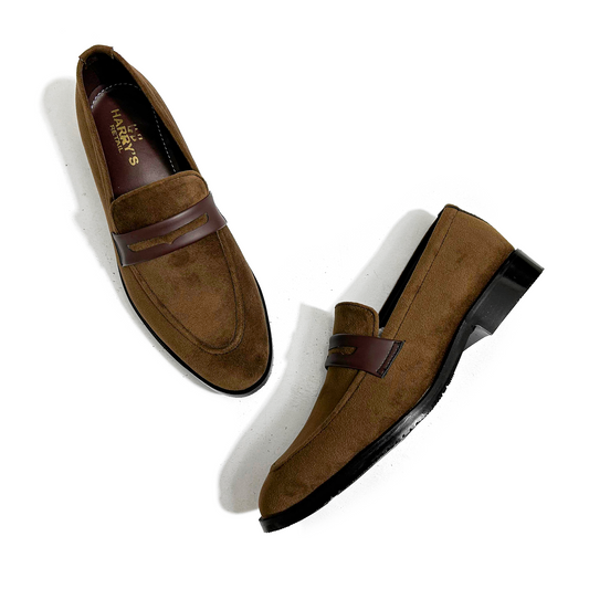 SUEDE BROWN SLIP-ONS